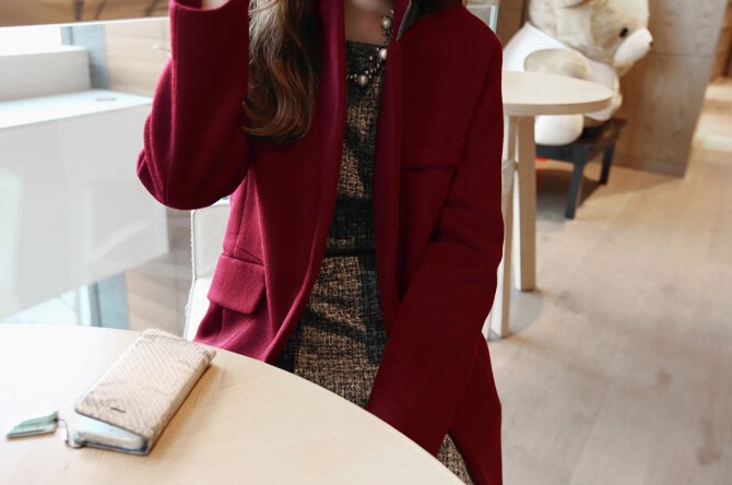 พร้อมส่ง - เสื้อโค้ทผ้าวูล CT170 (สีแดง)