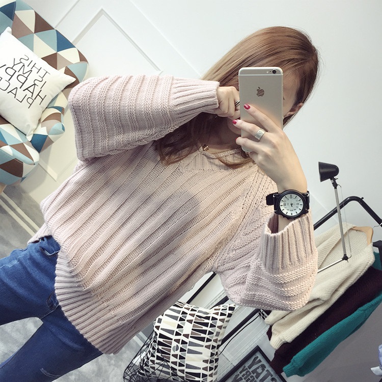 พรีออเดอร์ - เสื้อไหมพรมแฟชั่นทรงหลวม Pre - ST766 (สีชมพูอ่อน)