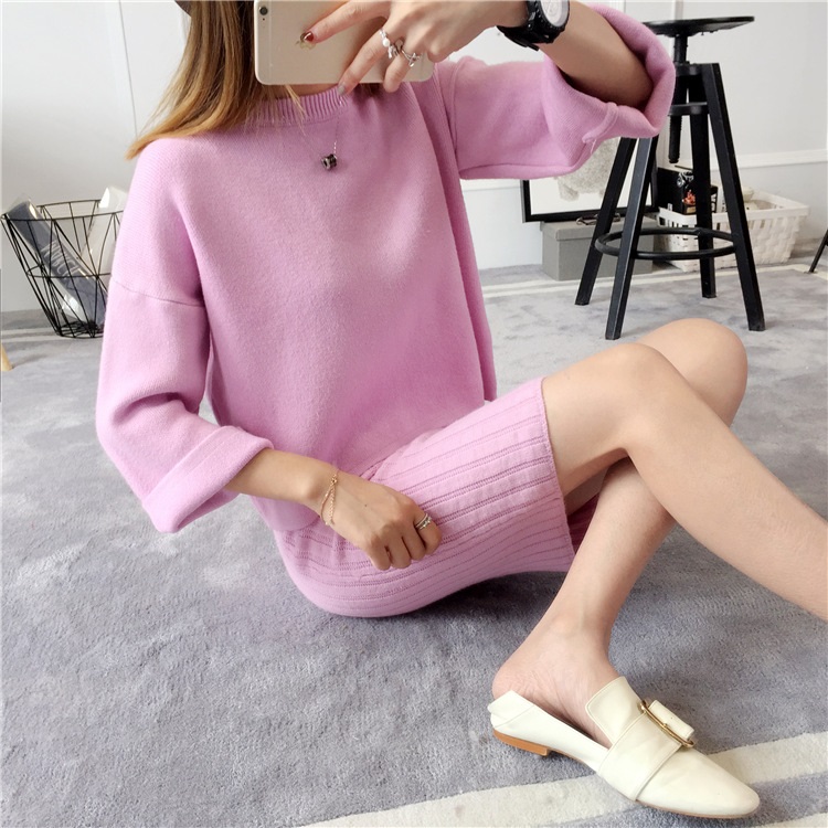 พรีออเดอร์ - เดรสไหมพรม Pre - DT152 (สีม่วง)