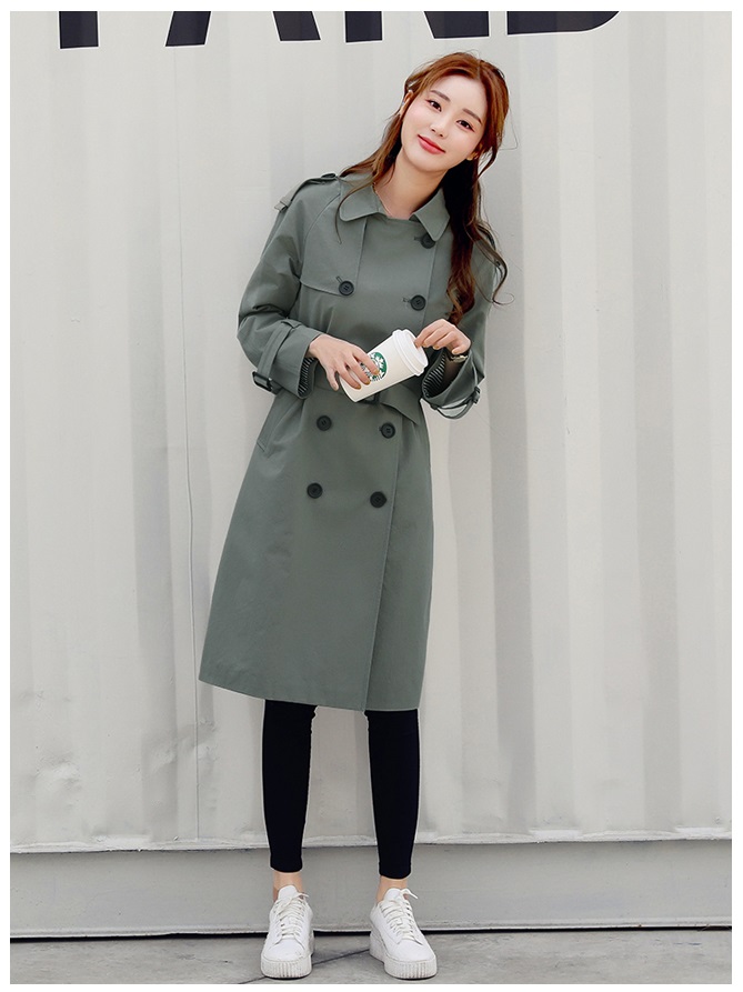 พร้อมส่ง - Trench Coat เสื้อโค้ททรงยาว CT211 (สีเขียว)