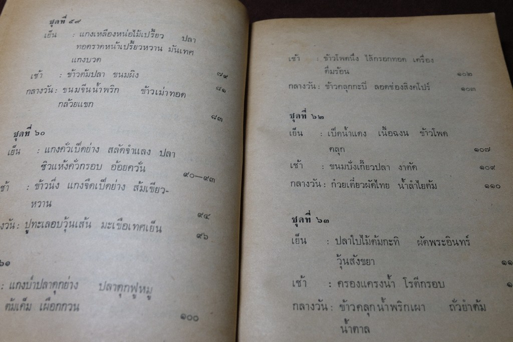 จัดสำรับ ชุด 2 เเละ 3 โดย จิตต์สมาน โกมลฐิติ ปี 2519-2520 หนารวม 412 หน้า (เล่มเล็ก)
