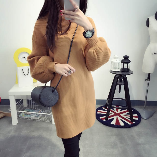 พรีออเดอร์ - เสื้อไหมพรมแฟชั่นรุ่นยาว Pre - ST676 (สีน้ำตาล)