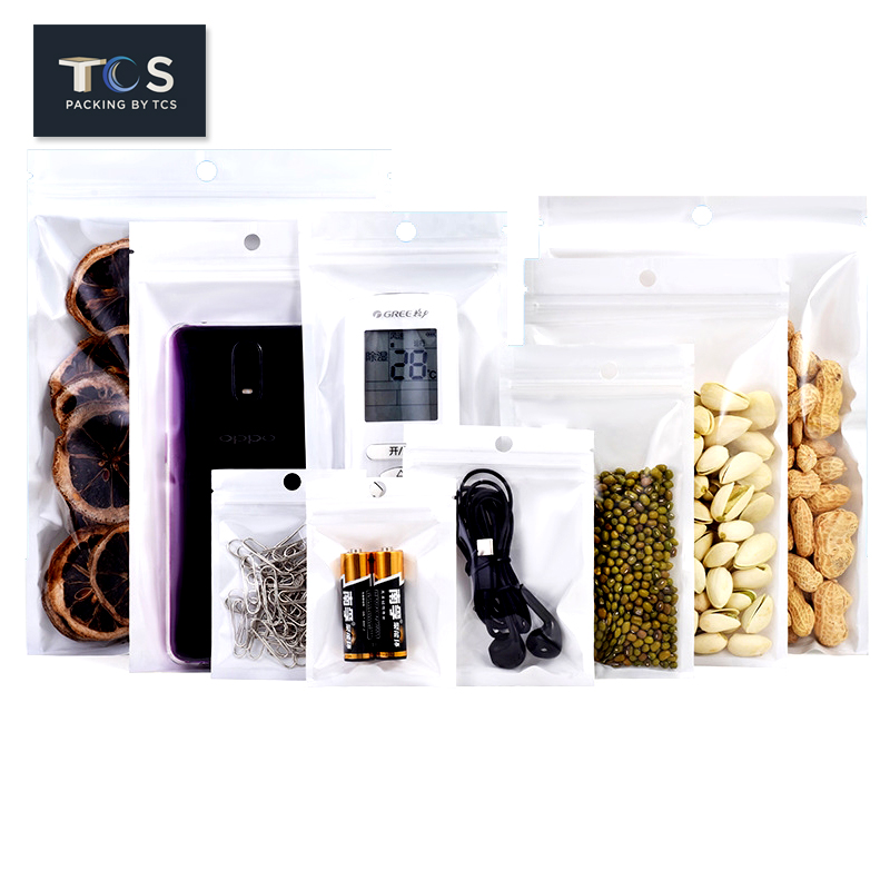 ถุงซิปแบน (ก้นตั้งไม่ได้) - หน้าใส หลังพลาสติกขาว