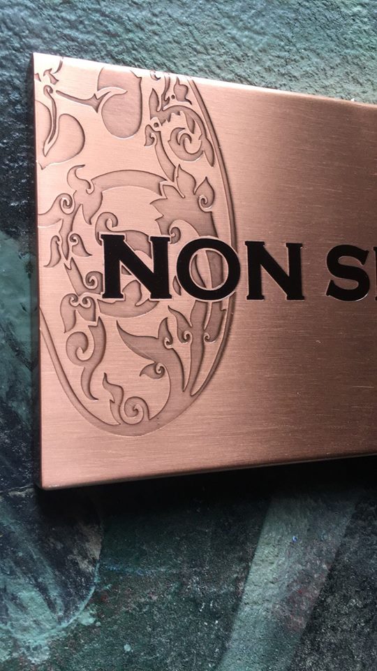 ป้ายทองแดงกัดกรด #NONSMOKINGFLOOR