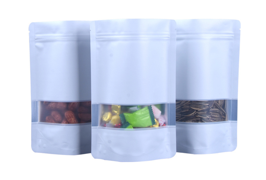 ถุงฟอยล์ซิปล็อคตั้งได้ - ฟอยล์สี หน้าต่างสี่เหลี่ยมใส (เมทัลไลท์)