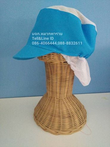 หมวกคลุมผมตาข่ายบน เสริมเน็ตท้ายทอย หมวกแม่ครัว หมวกโรงงาน หมวกคลุมผมเสริมเน็ต มีทั้งผ้าโซล่อนและผ้าโทเร