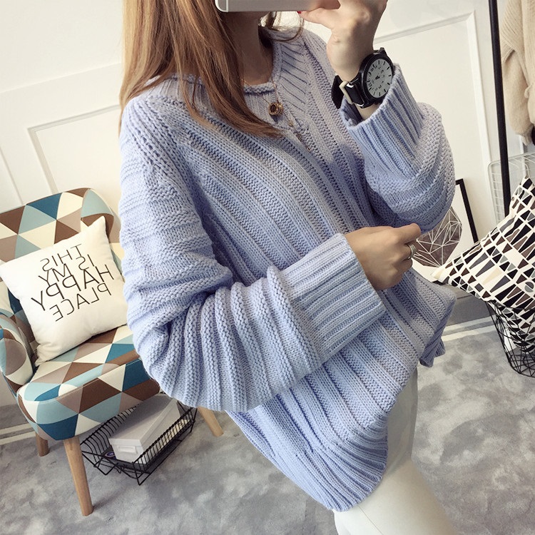 พรีออเดอร์ - เสื้อไหมพรมแฟชั่นทรงหลวม Pre - ST768 (สีฟ้า)