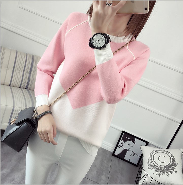 พร้อมส่ง - เสื้อไหมพรมแขนยาว ST187 (สีชมพู)