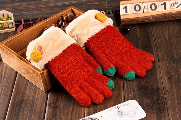 พร้อมส่ง - ถุงมือไหมพรม GT170 (สีแดง)