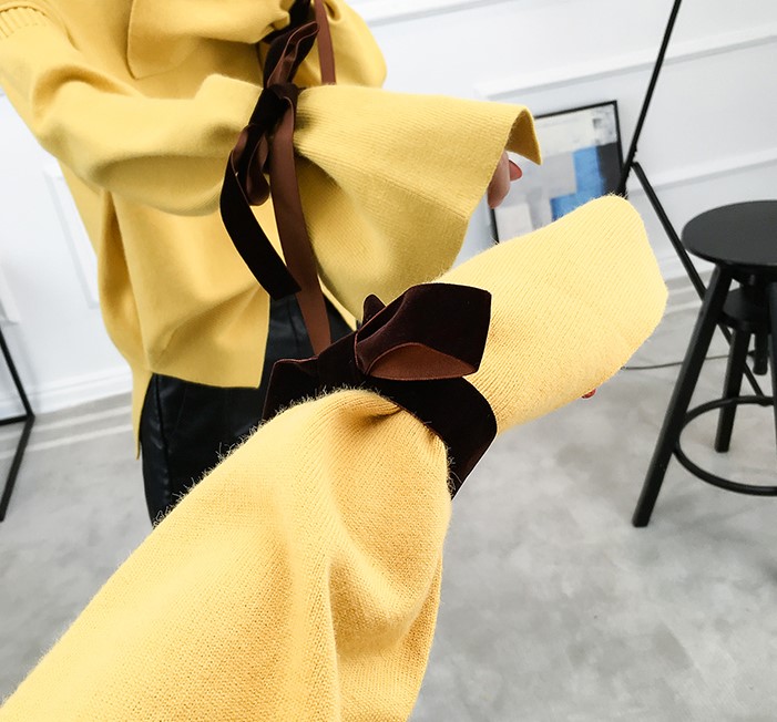 พร้อมส่ง - เสื้อไหมพรมแขนยาว ST190 (สีเหลือง)