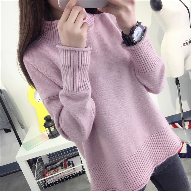 พรีออเดอร์ - เสื้อไหมพรมแฟชั่นแขนยาว Pre - ST673 (สีม่วง)