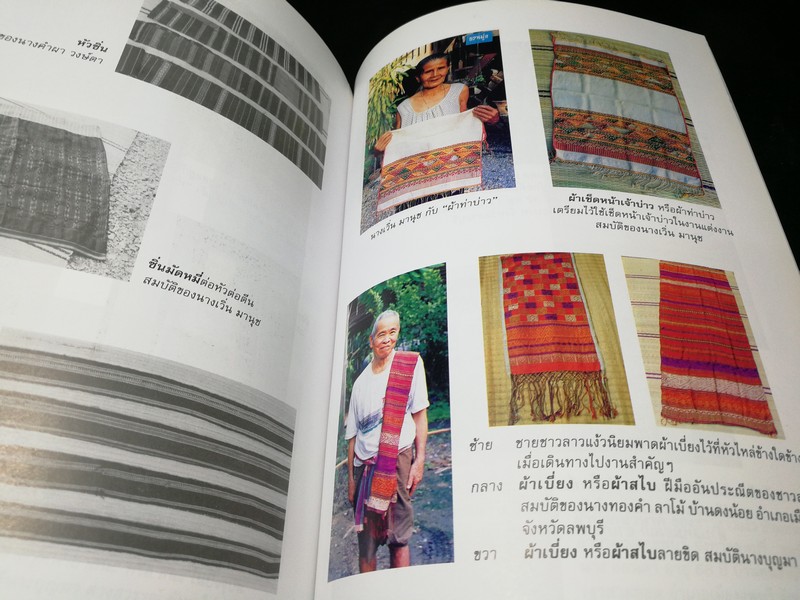 ผ้าทอพื้นเมืองลพบุรี สระบุรี โดย ศูนย์ศิลปวัฒนธรรม สถาบันราชภัฏเทพสตรี ลพบุรี หนา 188 หน้า ปี 2541