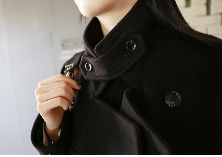 พรีออเดอร์ - เสื้อโค้ทผ้าวูลกันหนาว Pre - CT611 (สีดำ)