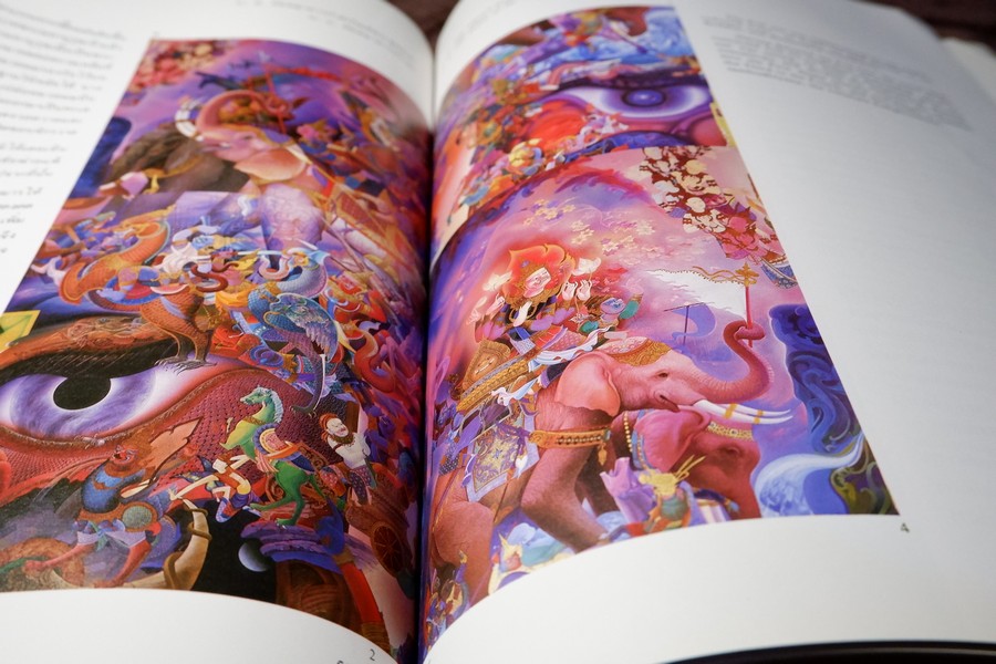 ภาพจิตรกรรมฝาผนัง วัดพุทธปทีป โดย อ.เฉลิมชัย โฆษิตพิพัฒน์ เเละ อ.ปัญญา วิจินธนสาร พิมพ์ปี 2529