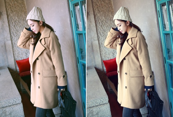 พรีออเดอร์ - เสื้อโค้ทผ้าวูลกันหนาว Pre - CT616 (สีน้ำตาล)