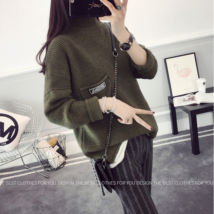 พรีออเดอร์ - เสื้อไหมพรมแขนยาวทรงหลวม Pre- ST757 (สีเขียว)