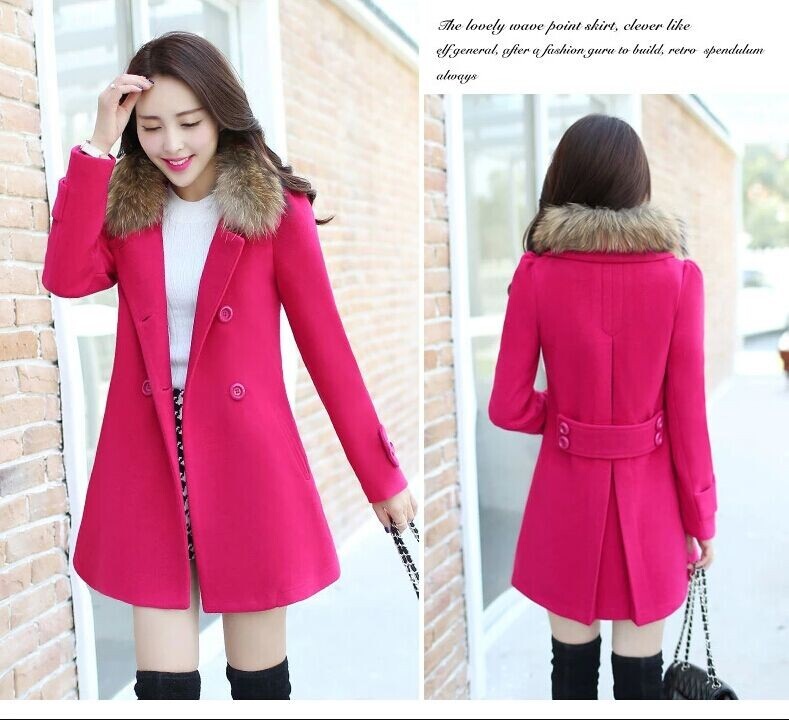 พร้อมส่ง - เสื้อโค้ทผ้าวูลกันหนาว CT155 (สีบานเย็น)