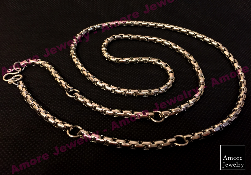 Capsule Shaped Necklace (thick) - สร้อยคอลายโซ่แคปซูล แบบหนา