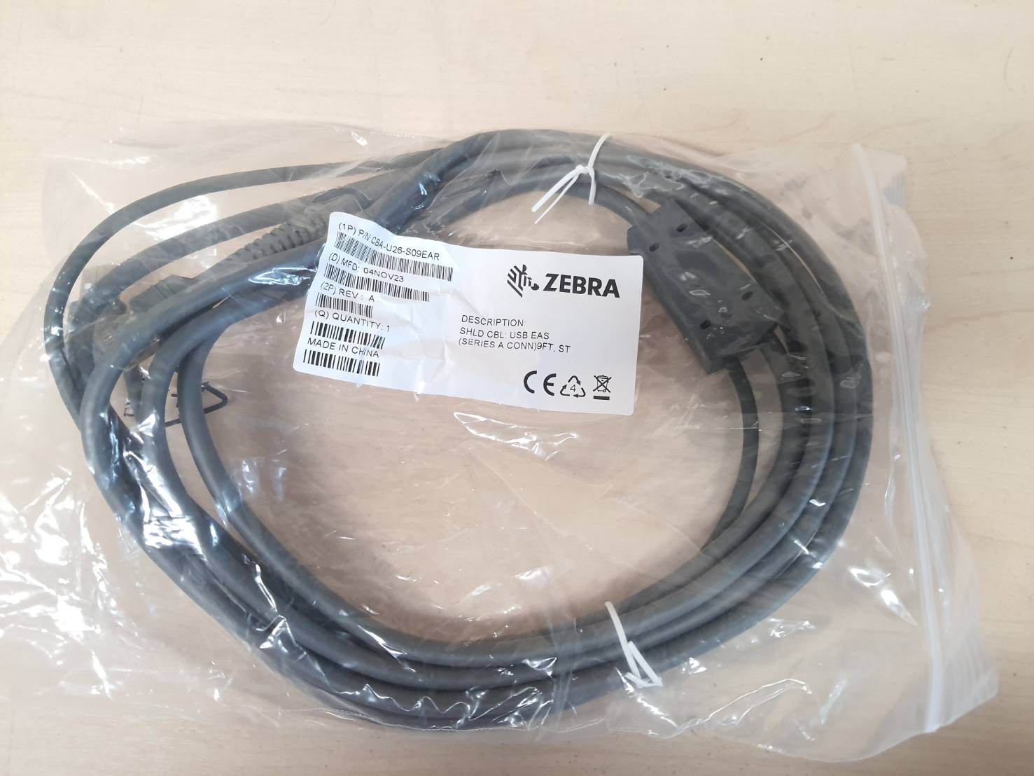 Zebra DS4608 สาย USB CBA-U26-S09EAR - USB-A Cable, 2.7m, DS4308 / DS4608 / DS9908, Zebra