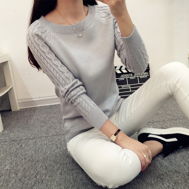 พร้อมส่ง - เสื้อไหมพรมแขนยาว ST116 (สีเทา)