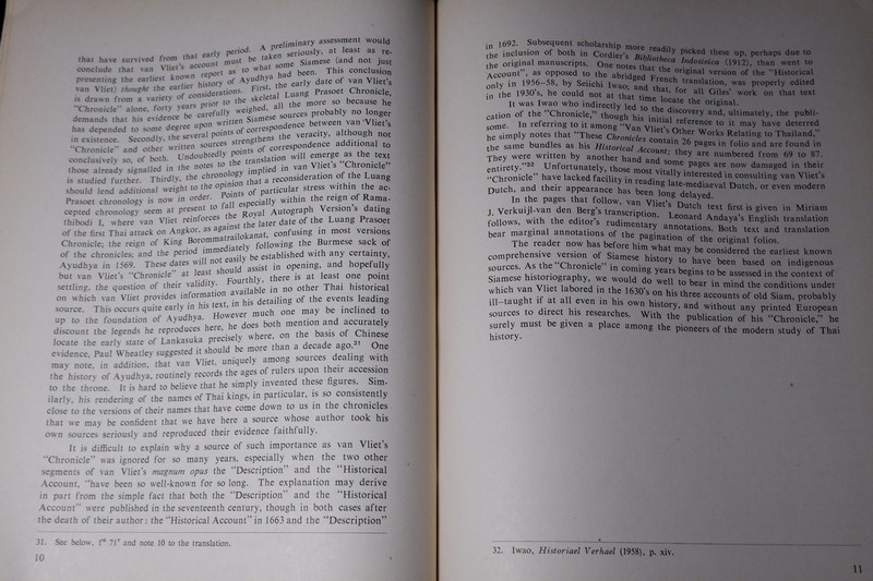 THE SHORT HISTORY OF THE KINGS OF SIAM BY JEREMIAS VAN VLIET ( 2 language)