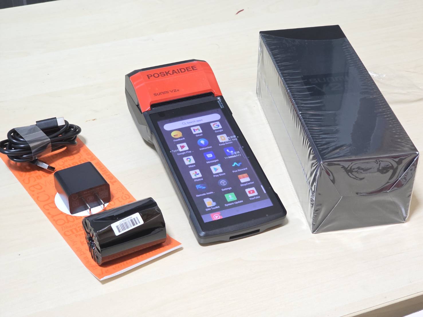 SUNMI V2s Mobile POS เครื่องคิดเงินมือถือ ระบบแอนดรอยด์ เครื่องพิมพ์ใบเสร็จ สภาพดีพร้อมกล่อง