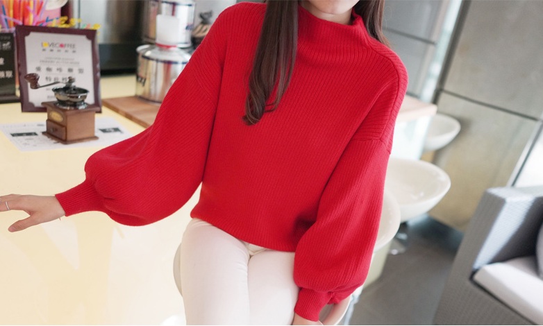 พร้อมส่ง - เสื้อไหมพรมแฟชั่น ST143 (สีแดง)