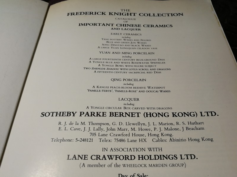 IMPORTANT CHINESE CERAMICS AND LACQUER by SOTHEBY (HONGKONG) พิมพ์ปี 1982