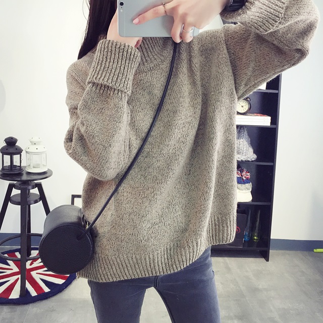 พร้อมส่ง - เสื้อไหมพรมแฟชั่นแขนยาว ST660 (สีกากี)