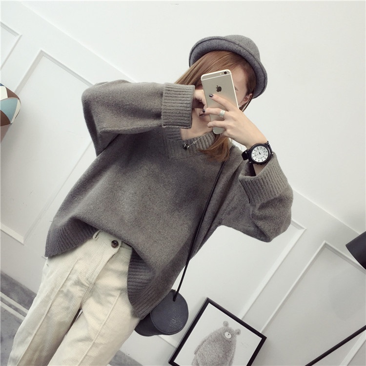 พรีออเดอร์ - เสื้อไหมพรมแฟชั่นแขนยาว Pre - ST775 (สีเทาเข้ม)