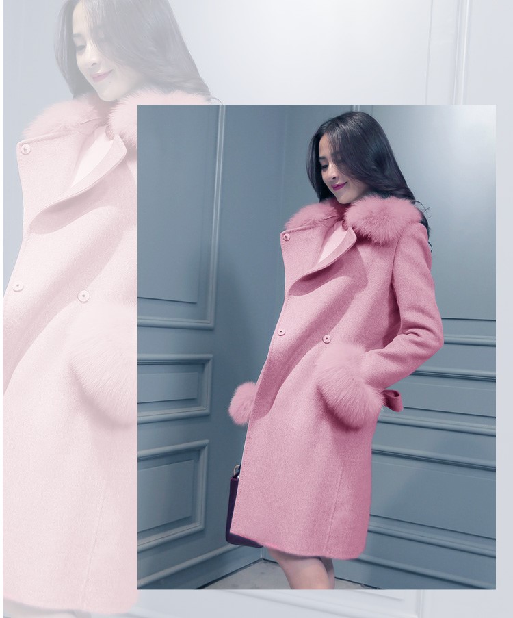 พรีออเดอร์ - เสื้อโค้ทผ้าวูลกันหนาว Pre - CT767 (สีชมพู)