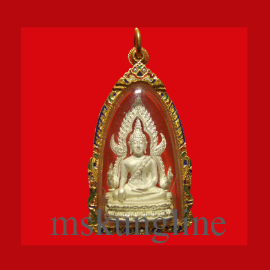 พระพุทธชินราช เนื้อเงิน เลี่ยมทองลงยา