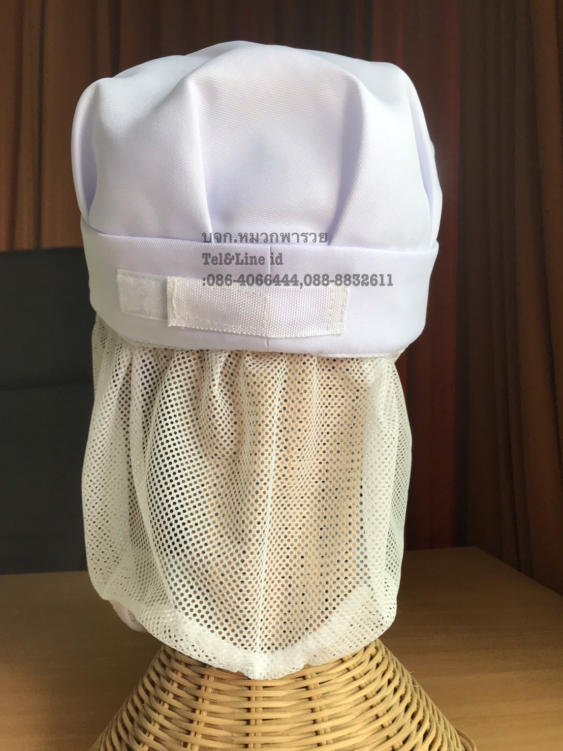 หมวกโรงงานผ้าล้วนจับจีบ ตาข่ายล่างปิดคาง