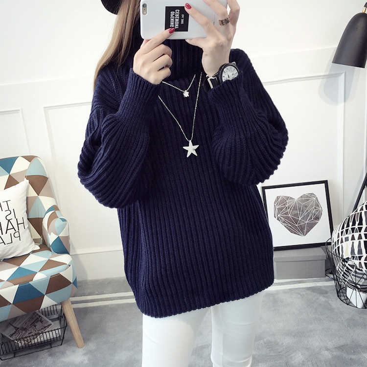 พรีออเดอร์ - เสื้อไหมพรมแฟชั่นแขนยาว Pre - ST786 (สีน้ำเงิน)