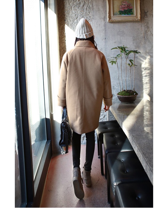 พรีออเดอร์ - เสื้อโค้ทผ้าวูลกันหนาว Pre - CT616 (สีน้ำตาล)