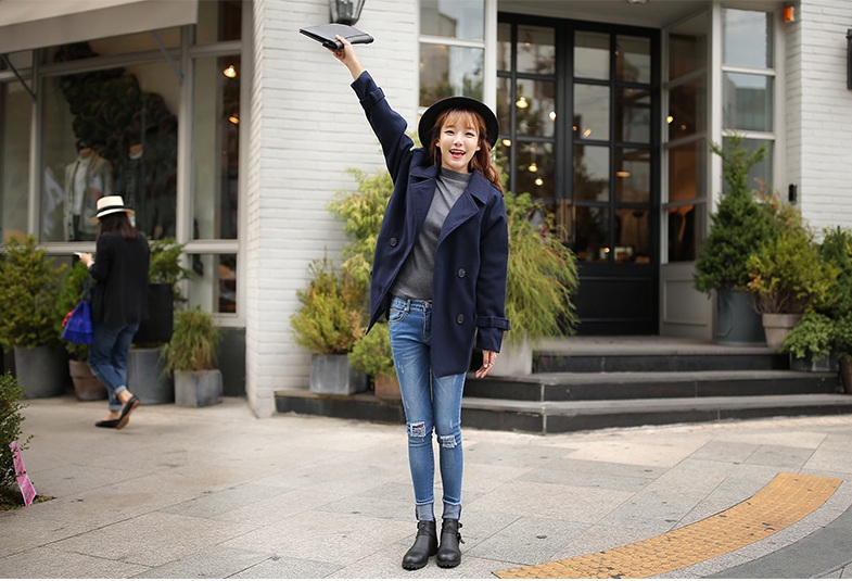 พรีออเดอร์ - เสื้อโค้ทผ้าวูลกันหนาว Pre - CT626 (สีกรม)