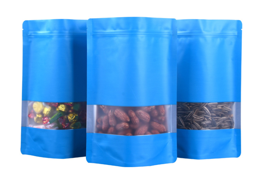 ถุงฟอยล์ซิปล็อคตั้งได้ - ฟอยล์สี หน้าต่างสี่เหลี่ยมใส (เมทัลไลท์)