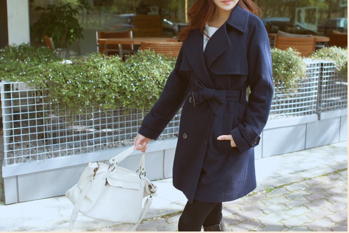 พร้อมส่ง - เสื้อโค้ทผ้าวูล CT166 (สีกรม)