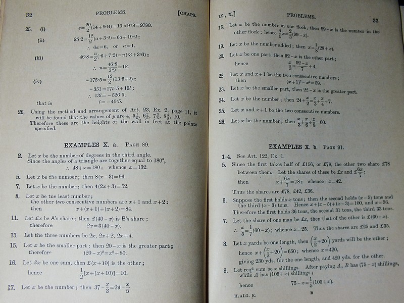 A School Algebra with answer by H.S.HALL & Key to HALL'S School Algebra by L.W.GRENVILLE ปกแข็ง 2 เล่ม ปี 1970 / 1956