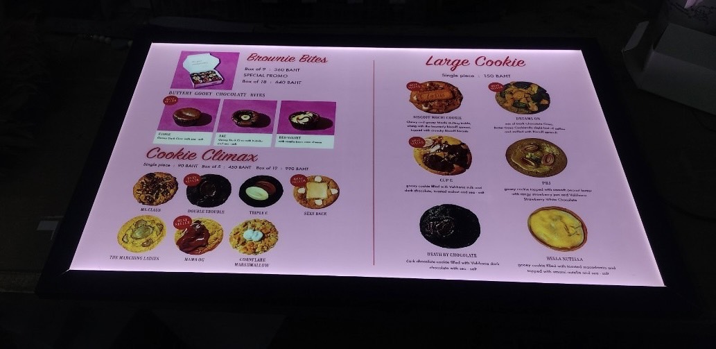 ป้ายกล่องไฟสลิม กล่องไฟเมนูบอร์ด ขนาดป้าย 40 x 60 cm