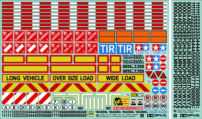 Sticker Set for 1/14 Scale R/C Truck&Trailer.