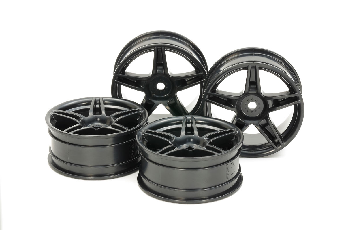 Twin 5-Spoke Wheels (24mm,Offset +2) (Black) 4 Pcs.
