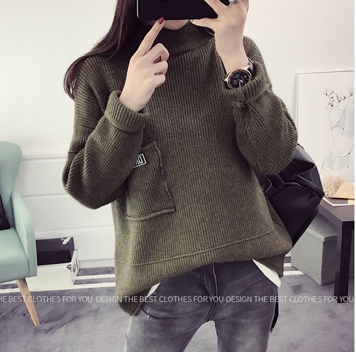 พรีออเดอร์ - เสื้อไหมพรมแขนยาวทรงหลวม Pre- ST757 (สีเขียว)