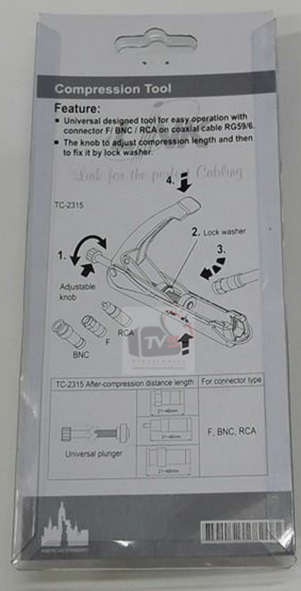 Link Compression Tool F-Type, BNC & RCA คีมบีบอัด แบบธรรมดา รุ่น TC-2315