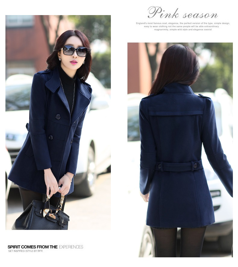 พร้อมส่ง - เสื้อโค้ทผ้าวูล CT127 (สีกรม)