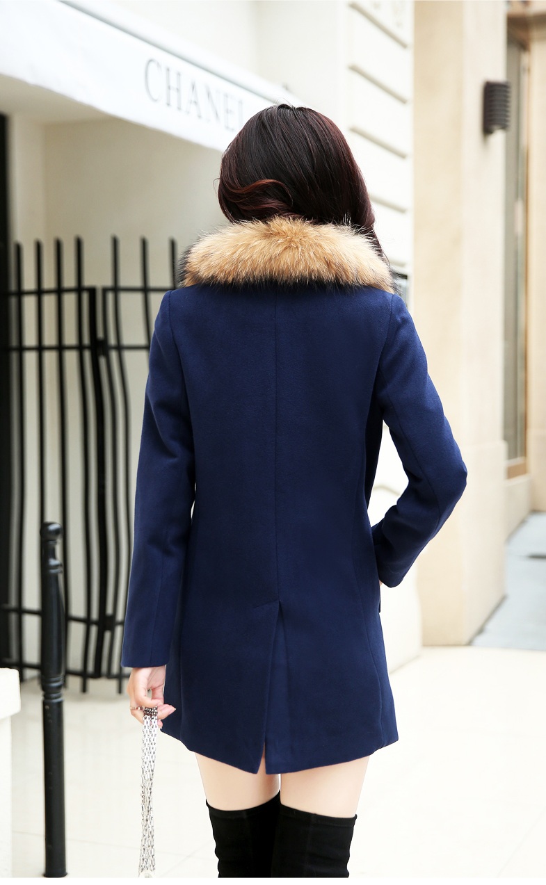 พร้อมส่ง - เสื้อโค้ทผ้าวูลกันหนาว CT161 (สีน้ำเงิน)