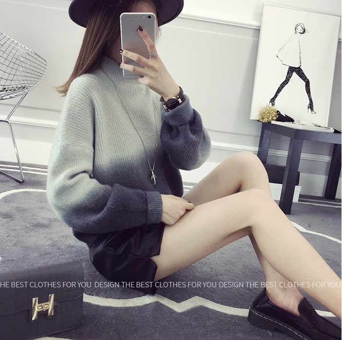 พรีออเดอร์ - เสื้อไหมพรมแฟชั่นแขนยาว Pre- ST760 (สีเทาน้ำเงินเข้ม)