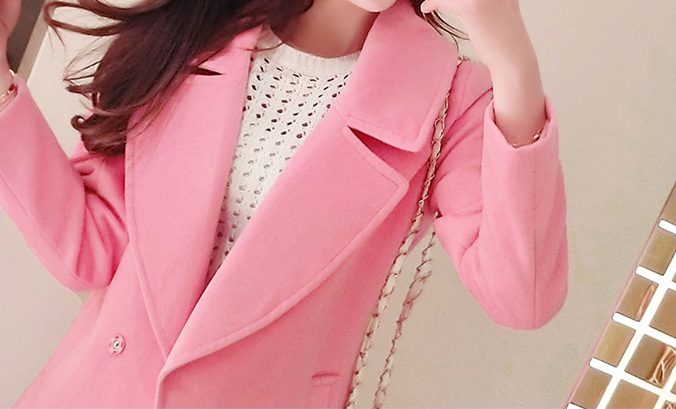 พรีออเดอร์ - เสื้อโค้ทผ้าวูลกันหนาว Pre - CT658 (สีชมพู)