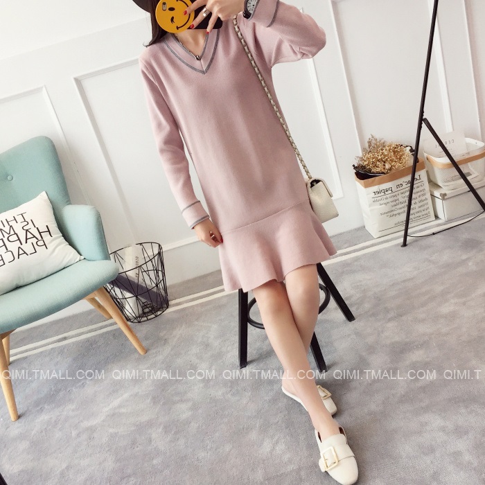 พรีออเดอร์ - เดรสไหมพรม Pre - DT145 (สีชมพู)