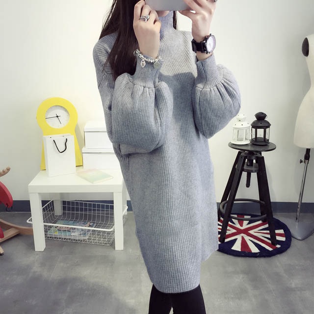 พรีออเดอร์ - เสื้อไหมพรมแฟชั่นรุ่นยาว Pre - ST675 (สีเทา)